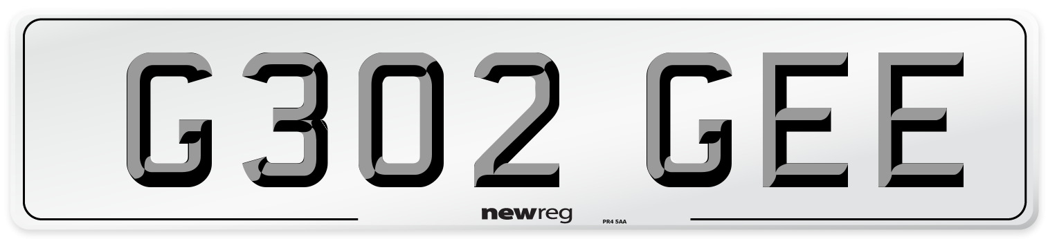 G302 GEE Number Plate from New Reg